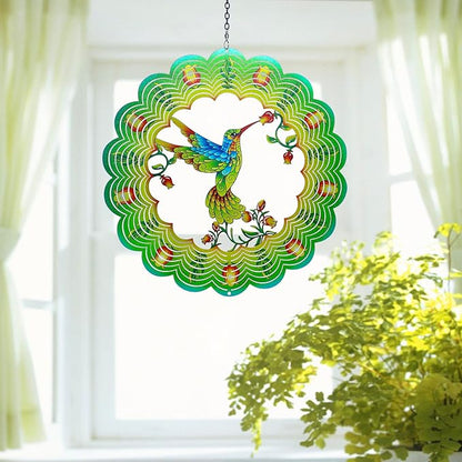 Hummingbird Wind Spinners Hummingbird Gifts for Women/Men 12 inch 3D Stainless Steel Hanging Wind Spinner Metal Bird Wind Catchers Kinetic Sculpture for Indoor/Outdoor Decor,Yard Art,Garden Decoration