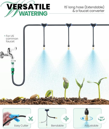 KING BIRD Premium 10x6.6x6.6FT Greenhouse for Outdoors, Large Walk-in Heavy Duty Galvanized Steel Frame, Mesh Door Screen Window Tunnel Hoop Garden Plant Winter Hot House, with Watering Kits, Green