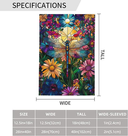 Dragonfly Flowers Garden Flag Vertical Double Sided Outdoor Yard Flags 12.5x18 Inch Burlap Banners for House Lawn
