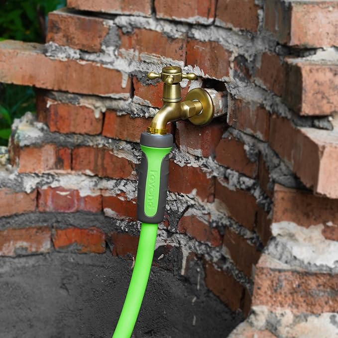 Fevone 105 ft x 5/8" Heavy Duty Garden Hose, Drinking Water Safe, Flexible & Kink-Free Hybrid Polymer Water Hose, Lightweight Outdoor Hose with swivel handles and 3/4" Solid Aluminum Fittings