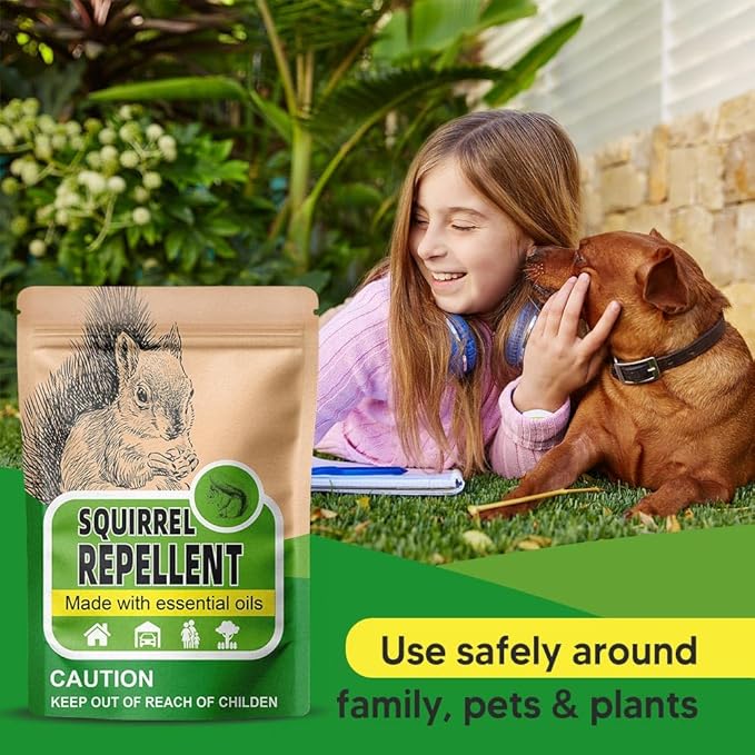 Squirrel Repellent, Chipmunk Repellent Outdoor, Squirrel Deterrent Balls, Safe for Garden, Attic, Bird Feeders, Garage, Lasting 60 Days-8 Packs
