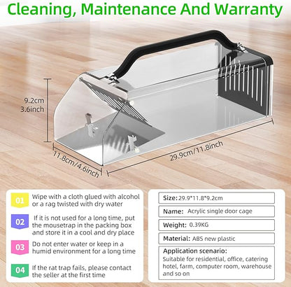 2025 Humane Mouse Trap Indoor Animal Humane Live Cage Trap,Sensitive Pedal Trigger,Extended Transparent Humanes Rat Trap Outdoor,Easy to Catch&Release Live Animal Trap for Rodent,Mole,Vole,Mice,Shrew