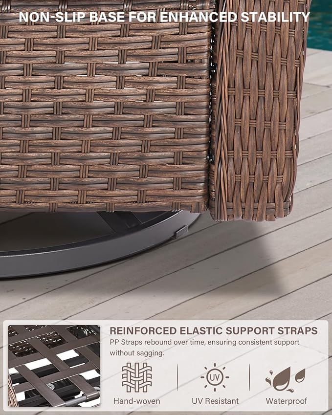 Belord 7 Piece Patio Furniture Set - High Back Swivel Rocker Glider Outdoor Chairs with 3-Seat Sofa and Ottoman, All-Weather Removable 6" Red Cushion for Patio Conversation and Family Reunion