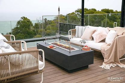 Elementi Granville Gas Fire Pit Cast Concrete Fire Table, Outdoor Fire Pit Electronic Ignition | Canvas Cover, Lava Rock Included | Free AMS Wind Guard | Dark Gray (Propane Gas)