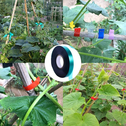 12 Rolls 150 Feet Stretch Tie Tape 0.5 Inch Garden Tie Tape Thick Plant Ribbon Garden Green Vinyl Stake for Indoor Outdoor Patio Plant Use