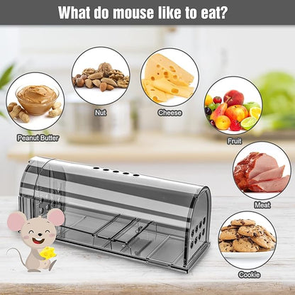 4 Pcs Humane Mouse Traps No Kill, Live Mouse Traps Indoor for Home, Reusable Mice Small Rat Trap Catcher for House & Outdoors(Grey)