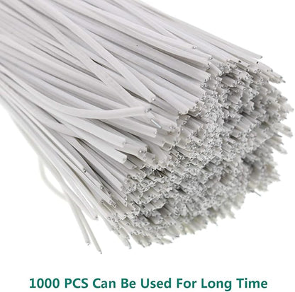 6 Inch Twist Ties,Ulifestar Cable Ties Bag Ties Plastic Coated Twist Ties 1000 Pack (White)