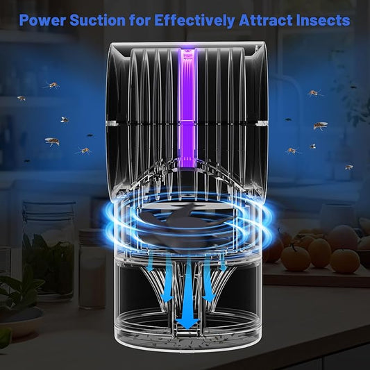 Fly Traps Indoor,Fruit Fly Trap for Indoors Mosquito Trap Indoor Insect Trap with Suction, Time Setting, Bug Light & 10 Pcs Sticky Glue Boards (Blue)