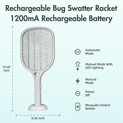Lulant Electric Fly Swatter Rechargeable, Electric Bug Zapper Racket with Light, Mosquito Swatter, 3000V Detachable Dual Modes Fly Zapper, Mosquito Killer for Indoor Outdoor (1Pack)