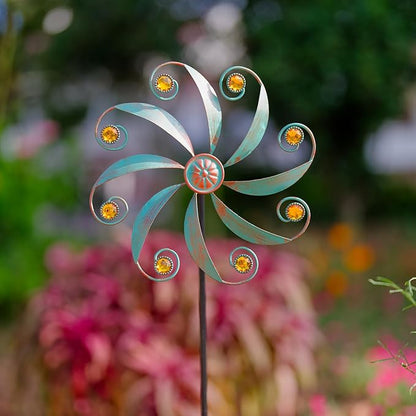 Stargarden Wind Spinner, Metal Outdoor Wind Sculptures & Spinners, Small Garden Pinwheels for Yard and Garden Decor