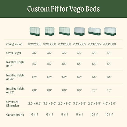 Vego garden Frost Greenhouse Cover System for 4.0' x 8.0' (10 in 1) Garden Bed