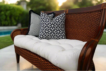 RSH DECOR: Sunbrella Tufted Wicker Loveseat Cushion | 44" x 22" | Outdoor Settee Cushion for Patio Furniture | Crafted with Sunbrella Performance Fabric| Spectrum Peacock
