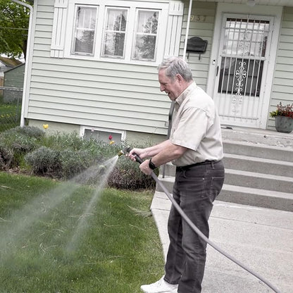 YOTOO Heavy Duty Hybrid Garden Water Hose 5/8-Inch by 25-Feet 150 PSI Kink Resistant, Flexible with Swivel Grip Handle and 3/4" GHT Solid Brass Fittings, Gray