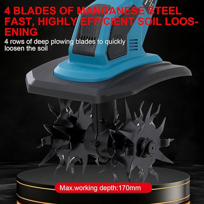 Cordless Tiller Cultivator Compatible with Makita 18V Battery(Not Included),Folding Electric Rototiller,Garden Tiller for Garden Lawn