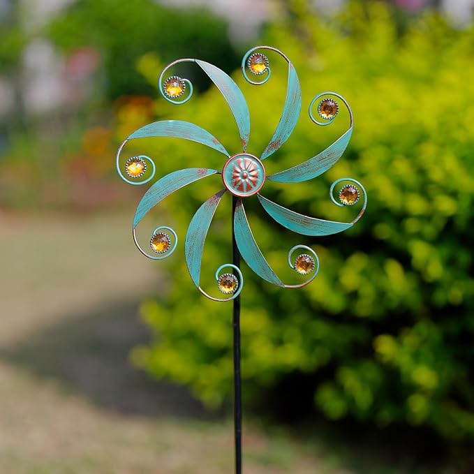 Stargarden Wind Spinner, Metal Outdoor Wind Sculptures & Spinners, Small Garden Pinwheels for Yard and Garden Decor