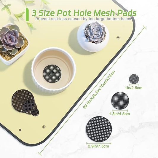 Repotting Mat for Indoor Plants, Foldable Waterproof Plant Potting Soil Tray with 13 Pcs Garden Transplanting Succulent Tools and 30 Pack Mesh Pads for Outdoor Care, Green