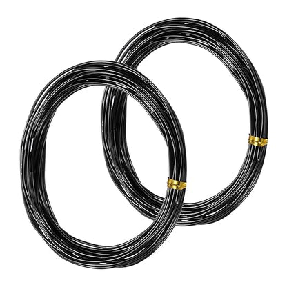 2-Rolls 1.5mm Bonsai Training Wire, 32.8 Feet Total Anodized Aluminum Bonsai Wires for Bonsai Tree Shaping/Branches Fixing/Trunk Holding/DIY Crafting [16.4ft Each, Black]