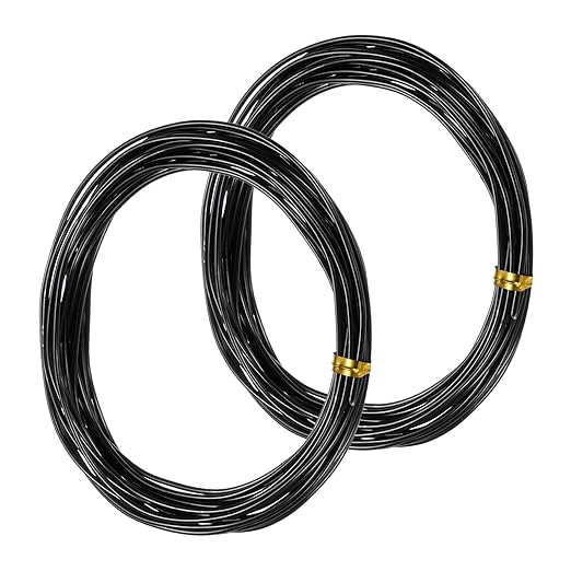 2-Rolls 1.5mm Bonsai Training Wire, 32.8 Feet Total Anodized Aluminum Bonsai Wires for Bonsai Tree Shaping/Branches Fixing/Trunk Holding/DIY Crafting [16.4ft Each, Black]