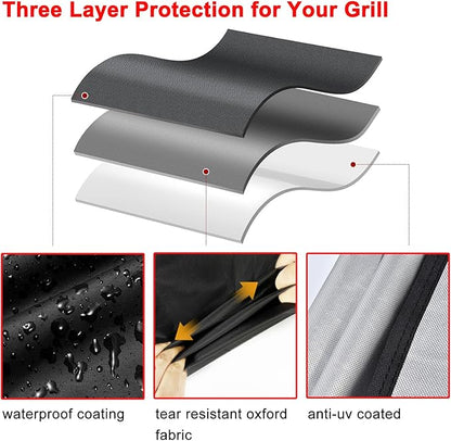 BBQ Grill Cover, 75-Inch Heavy Duty Waterproof UV Resistant Tear Resistant BBQ Gas Grill Cover for Nexgrill Brinkmann Weber Char-Broil and More