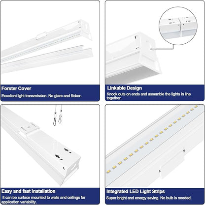 ANTLUX 8FT LED Shop Light Fixture, 110W Strip Light, 12200 LM, 5000K, 8 Foot LED Linear Lights, Linkable led Lighting for Garage Warehouse Workshop, Fluorescent Tube Replacement, 6 Pack