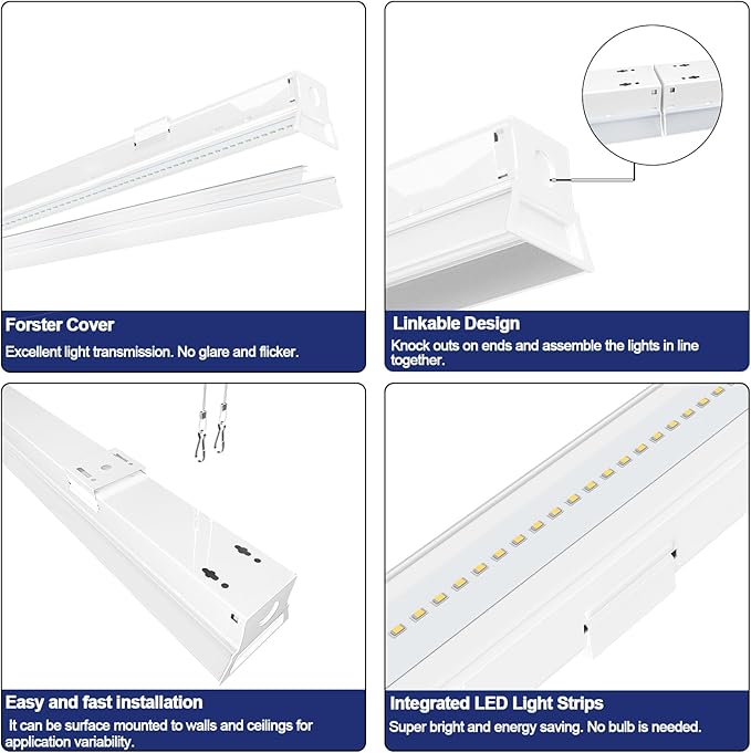 ANTLUX 8FT LED Shop Light Fixture, 110W LED Strip Light, 12200 LM, 5000K, 8 Foot LED Linear Lights, Linkable led Lighting for Garage Warehouse Workshop, Fluorescent Tube Replacement, 8 Pack