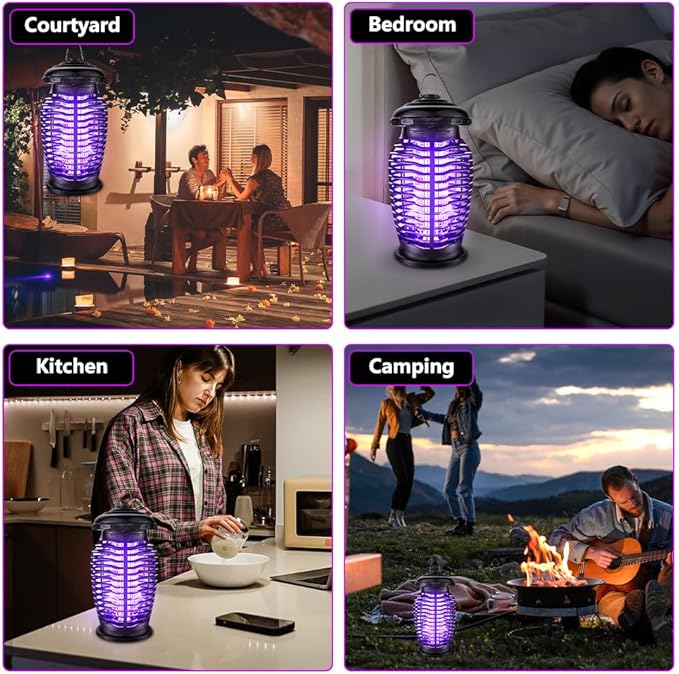 Bug Zapper Indoor Outdoor, 4200V Mosquito Zapper, 15W Fly Zapper, Mosquito Killer, Fly Traps, Flying Insects Zapper Indoor Outdoor,