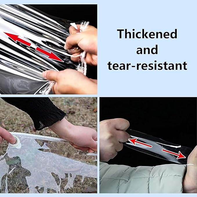 Clear Tarps with Grommets 14 Mil Clear PVC Tarp 400g/m² Thickened Tear Resistant, for Camping, Plants Greenhouse, Cars, Patio (8' X 10')