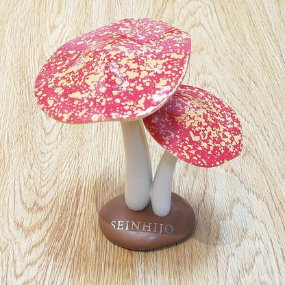 SEINHIJO Mushroom Decor Sculpture Garden Gifts Statue Outdoor Fairy Figurine Modern Patio Arts Polyresin 8.3inch