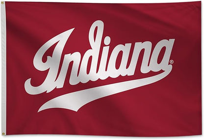 Indiana Hoosiers College Sports Printed Flag - NCAA Licensed - Nylon - School Banner (White, Red) (4' x 6')