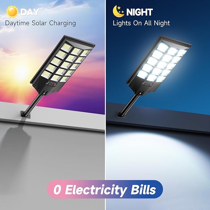 Solar Lights Outdoor for Outside, Waterproof Solar Street Lights Outdoor, 6500K Dusk to Dawn Security Flood Lights Motion Sensor with Remote Control for Yard, 4 Pack