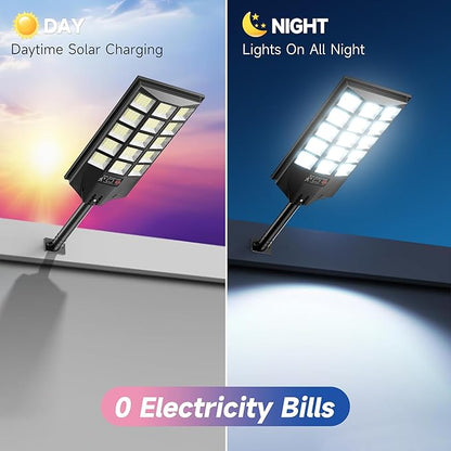 Solar Lights Outdoor for Outside, Waterproof Solar Street Lights Outdoor, 6500K Dusk to Dawn Security Flood Lights Motion Sensor with Remote Control for Yard, 4 Pack