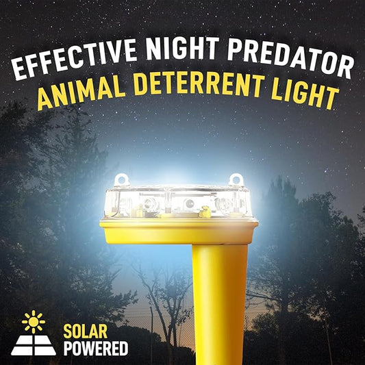 Solar Foxlights Predator Deterrent with LED Flash – Night Wildlife Repeller for Chickens, Ducks, Goats, Gardens, Farms, Crops & Vineyards – Professional Rancher & Farmer Trusted Protection Light