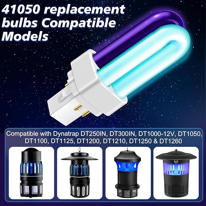 Qualirey 4 Pack 41050 7W Replacement Bulb, Upgraded 2 Color Mosquito & Insect Trap Bulb, Compatible with Dynatrap DT1050 DT1100 DT1250, 5000H Life, 360 Beam Angle