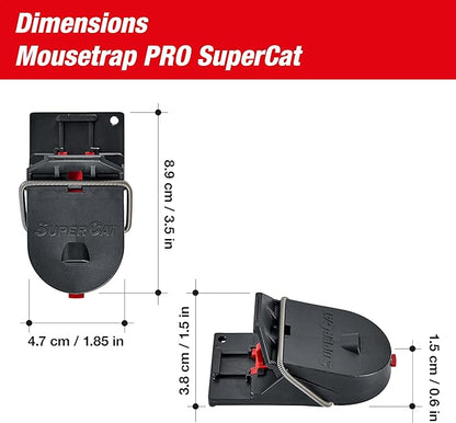 SWISSINNO Mousetraps & Mice Trap for Home - PRO SuperCat - 2 Traps – Pre-Baited Snap Traps with Precision Trigger – Instant Catch & Kill – Indoor & Outdoor Use – Easy Set No-Touch Disposal
