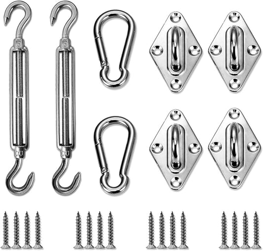 Sun Shade Sail Hardware Kit - 6 Inch Stainless Steel Sunshades Canopy Installation Kit Install Outdoor Rectangle Heavy Duty Shade Sails for Deck Garden Lawn Patio