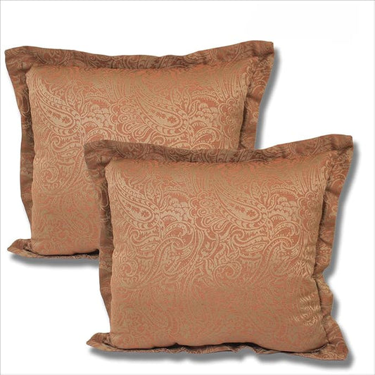 Comfort Classics Set of 2 Outdoor Patio Pillow Back with Flange 21" L x 24" W x 5.5" H. Polyester Fabric Paisley Rust Inc.