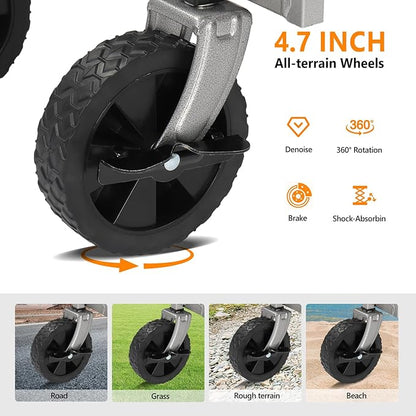 Collapsible Wagon with Big Wheels for Sand, Grocery All-Terrain Wheels Garden Grocery Wagon for Shopping Park Picnic, Camping, Beach Trip