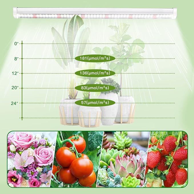 T5 LED Grow Lights, 306-Bulbs 5000K White Full Spectrum Plant Growing Lamp Bars for Indoor Plants Seedling Hydroponics, Daisy-Chain Design (6 x 10W, 300W Equivalent)