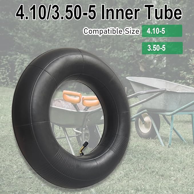 2-Pack 4.10/3.50-5 Inner Tube 11x4.00-5 4.10-5 3.50-5 Tube Bent Valve Stem for Wheelbarrows, Mowers, Hand Trucks and More
