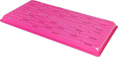 SUNPACK 10" x 20" Heavy Duty Shallow Plastic Seed Starting Tray, Magenta, 1" (Pack of 30) - Lined with Drainage Holes for Excess Water and Aeration, Ideal for Greenhouses or Indoor Gardening