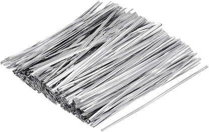 MECCANIXITY Foil Twist Ties 6" 15cm Metallic Plastic Closure Tie for Tying Bread, Candy, Cookies, Gift Bags Arts Crafts Ties Silver Tone Pack of 750