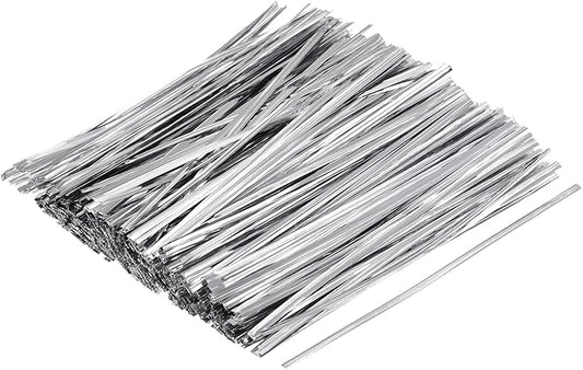 MECCANIXITY Foil Twist Ties 6" 15cm Metallic Plastic Closure Tie for Tying Bread, Candy, Cookies, Gift Bags Arts Crafts Ties Silver Tone Pack of 750