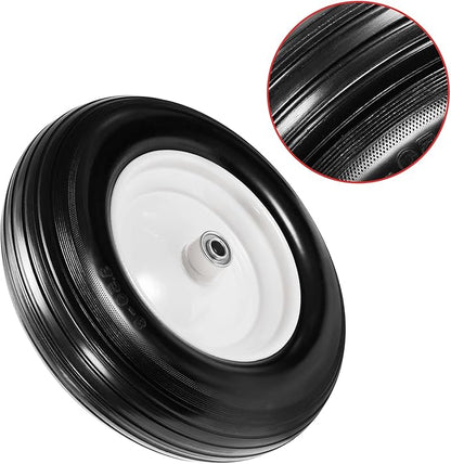 (2-Pack) Fits 4.80/4.00-8, 3.50/2.50-8, 4.00-6, 4.00-8 Wheelbarrow Wheels,14.5" Wheelbarrow Flat Free Tire, with 3/4" & 5/8" Bearing,3" Hub for Garden Cart Trolley Wagon Lawn Mower