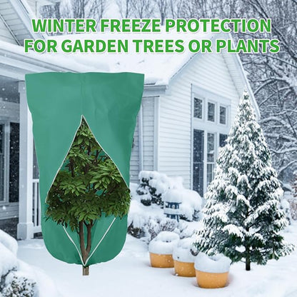 2 Pack 24"x32" Winter Plant Cover Freeze Protection, 3 oz/yd² Warm Shrub Cover with Zipper Drawstring, Frost Cloth Blankets for Fruit Tree Potted Plants Garden Cold Weather Protector