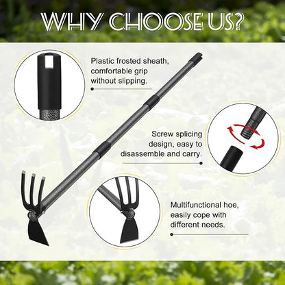 Hoe Garden Tool, 30 Inch Garden Hoe Long Handle for Weeding, Hoe Cultivator 2 in 1 Hand Garden Tools for Gardening Tools Planting