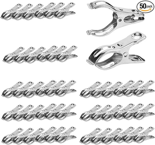 50 Pcs Garden Clips, 2.3 inch Greenhouse Clamps, Stainless Steel Greenhouse Clip for Netting, Heavy Duty Row Cover Clips with a Strong Grip for Shade Cloth or Plant Cover on Gardening Hoops karmiero