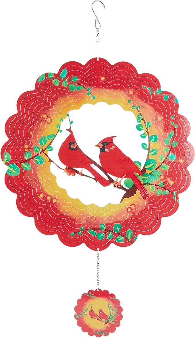 Cardinal Wind Spinners Metal Outdoor Sculpture for Outside Decoration,12 inch 3D Stainless Steel Cardinal Gifts for Women Mom Outdoor Indoor Yard Art Garden Decorations