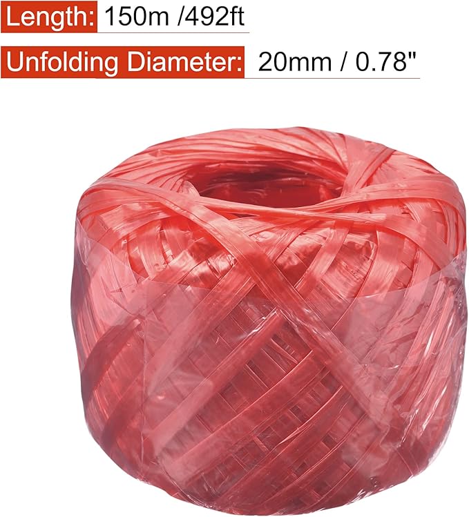 MECCANIXITY Polyester Nylon Plastic Rope Twine Household Bundled for Packing Gardening Craft,150m Length,Red