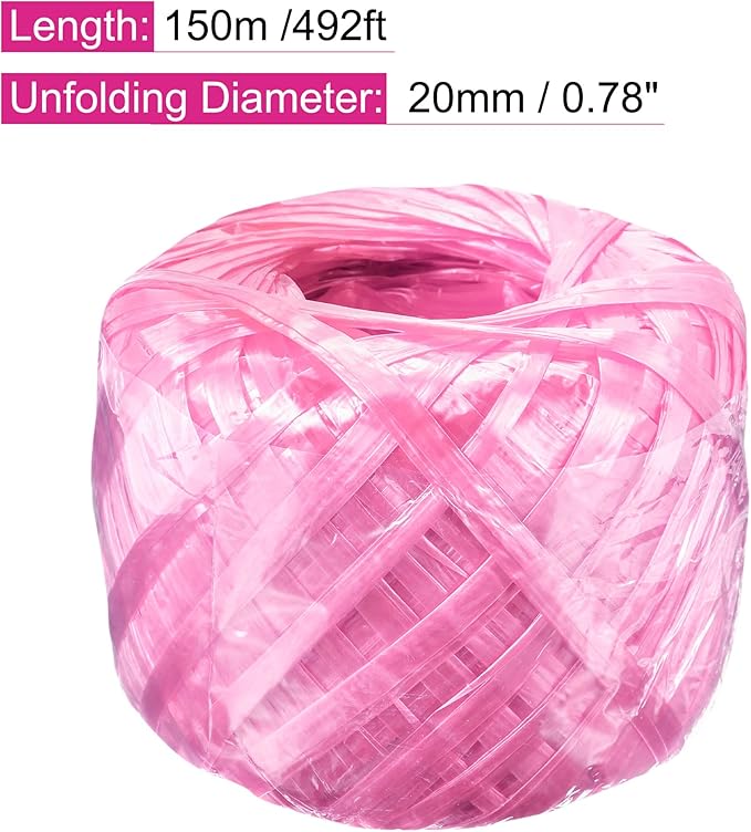 MECCANIXITY Polyester Nylon Plastic Rope Twine Household Bundled for Packing Gardening Craft,150m Length,Pink
