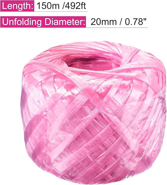 MECCANIXITY Polyester Nylon Plastic Rope Twine Household Bundled for Packing Gardening Craft,150m Length,Pink